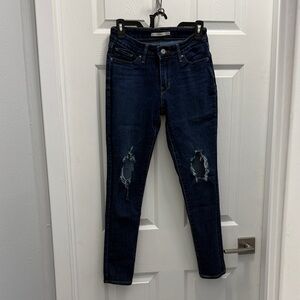 Levi's Women's Dark Blue Distressed Skinny Jeans
